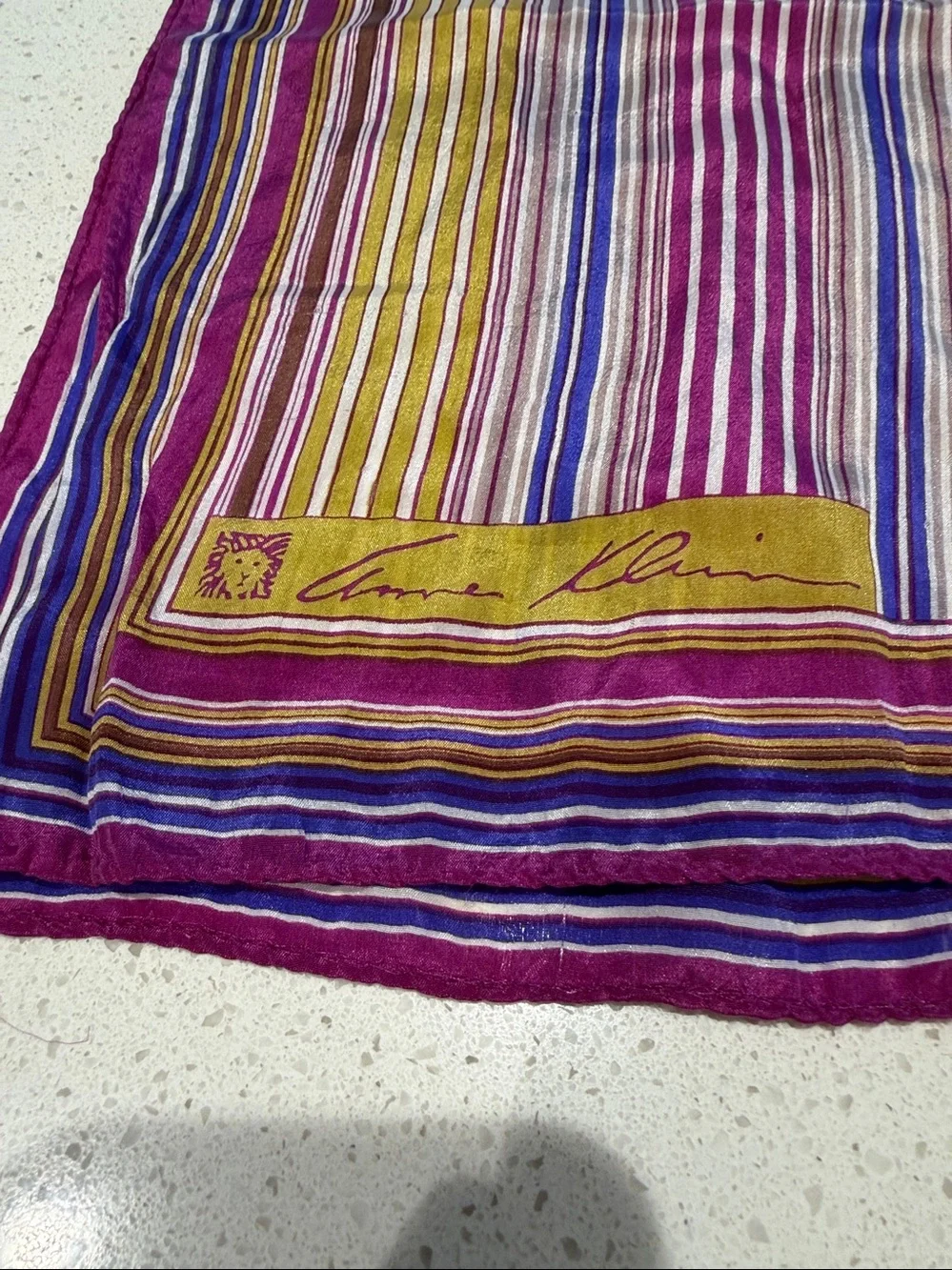 Anne Klein Striped Multicolor Silk Scarf - Pink & Gold